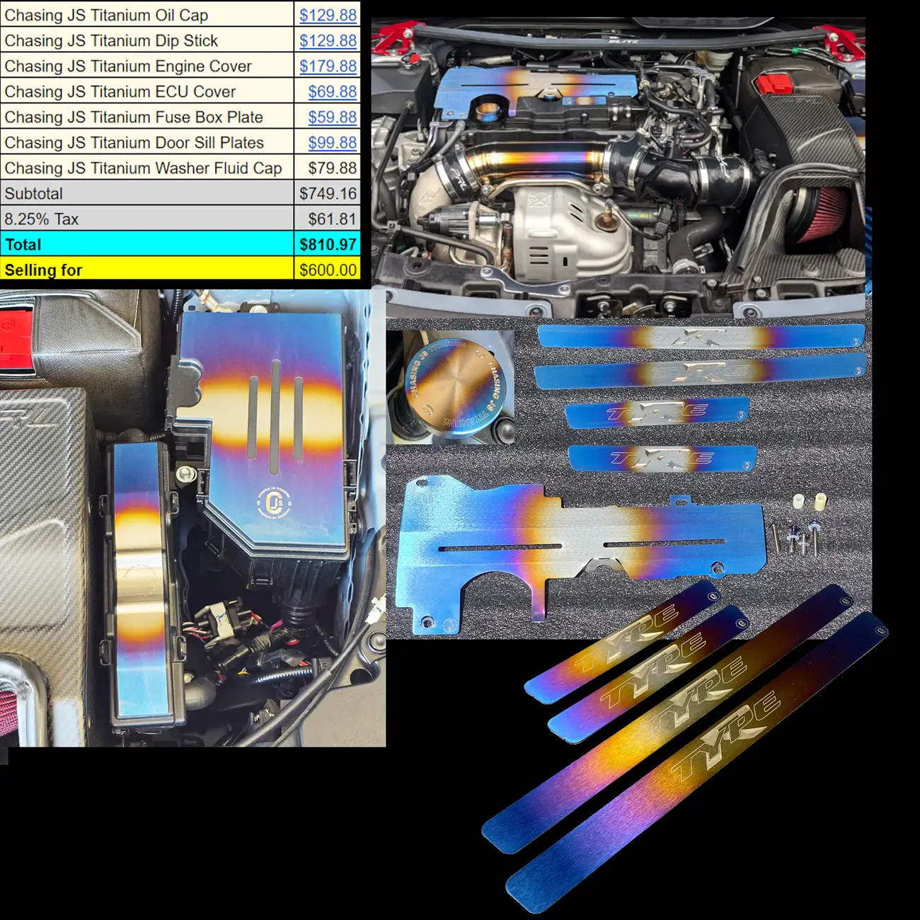 11th Gen Honda Civic Chasing JS Titanium Parts for FL5 Type R ChasingJS