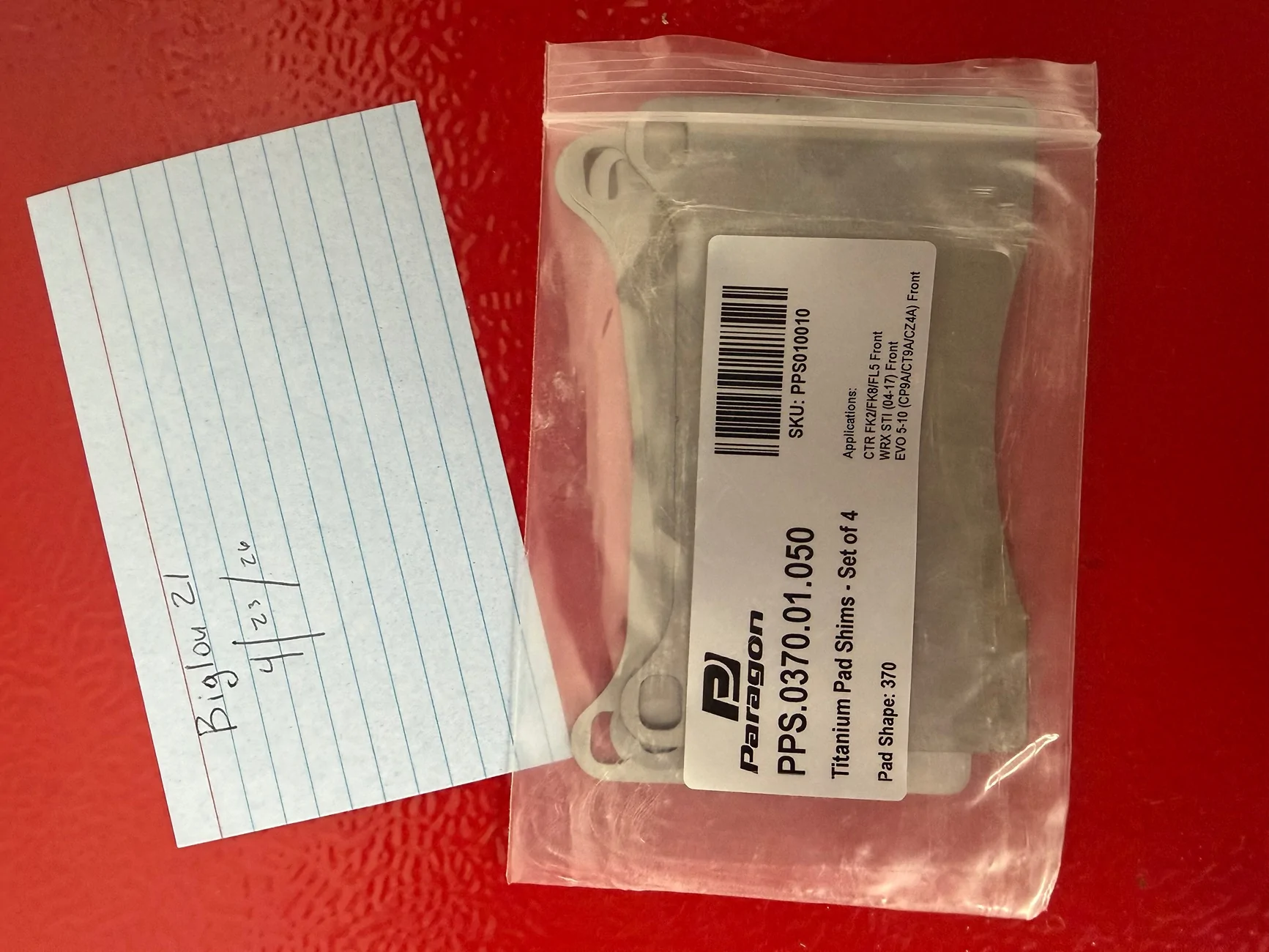 11th Gen Honda Civic Hybrid racing chicane Ti shift knob, brake shims, 10mm spacers IMG_2496