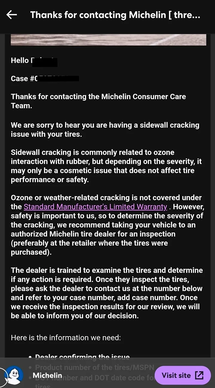 11th Gen Honda Civic Michelin said tire rotting is caused by the Ozone Screenshot_20260518_164648_Cut & Paste Photos