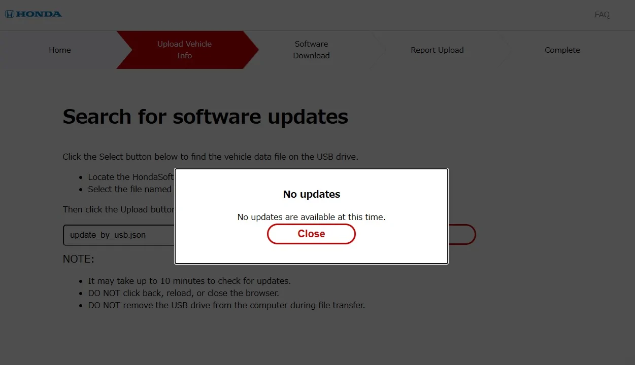 11th Gen Honda Civic Current infotainment software version? Update issues NoUpdates