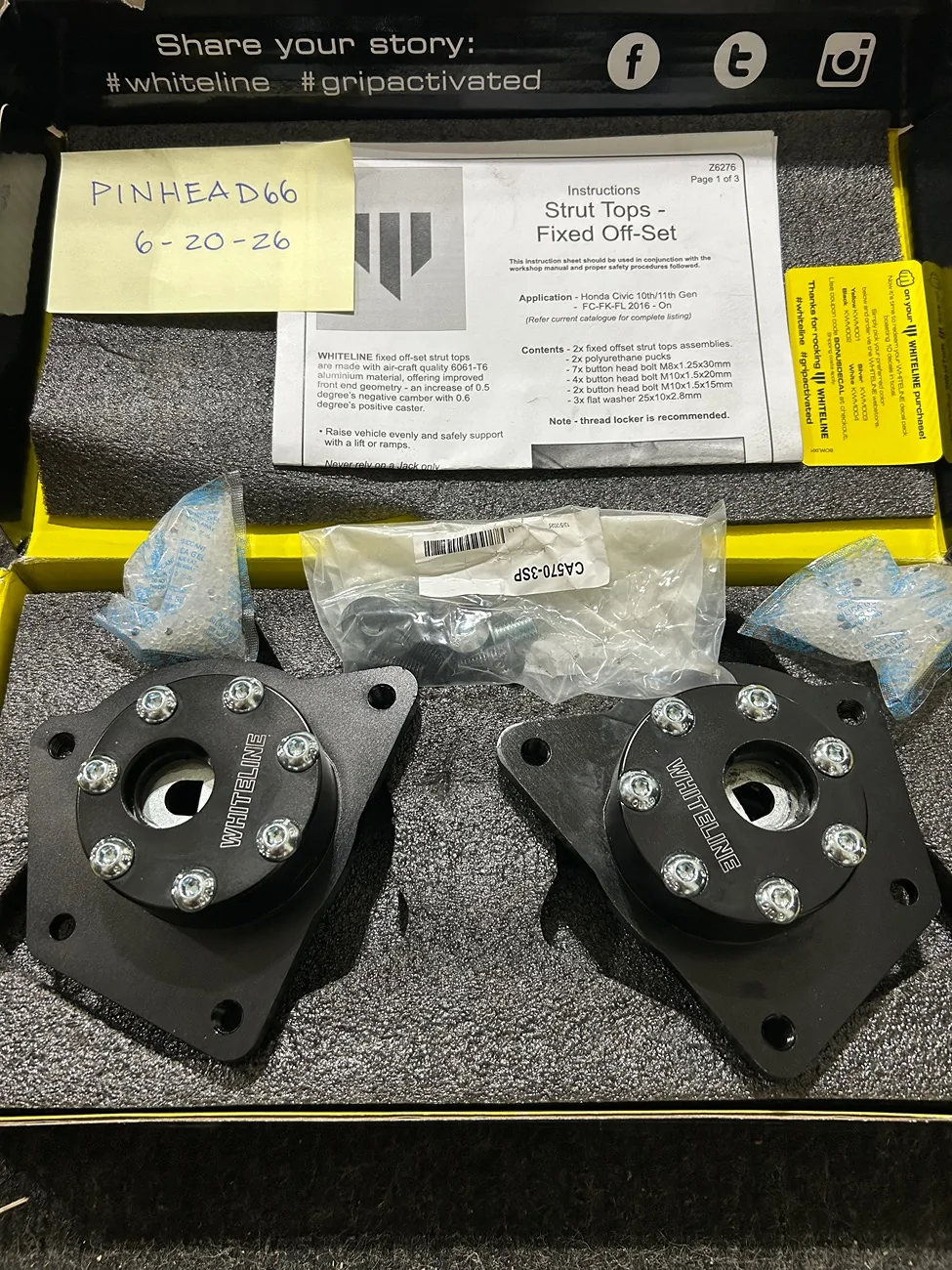 11th Gen Honda Civic FS: Whiteline Offset Front Strut Mount IMG_2616