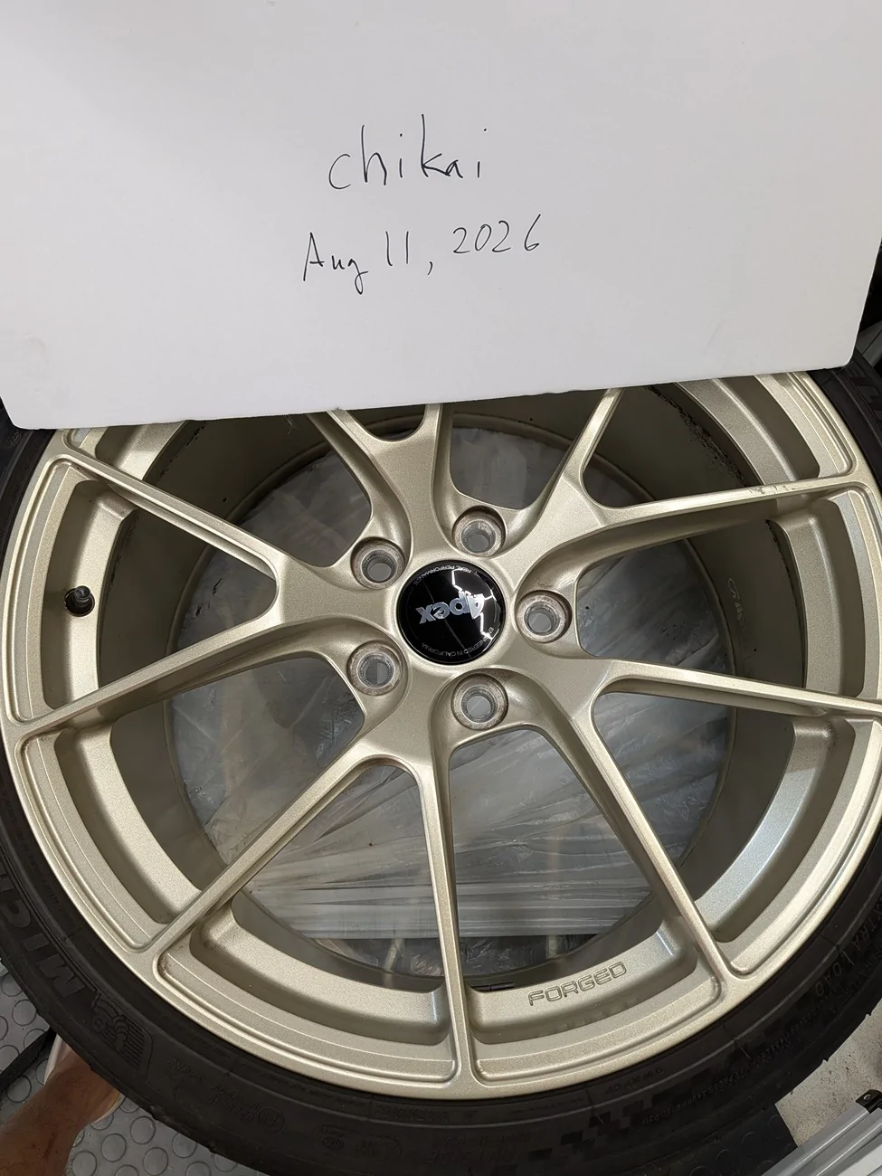 11th Gen Honda Civic Sold FS: Apex VS-5RS 19x9.5" wheels 5x120 Motorsport Gold on Michelin PS4S 265/30/19 PXL_20260811_170717215