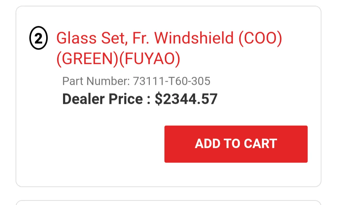 11th Gen Honda Civic Windshield replacement-FYI 18893