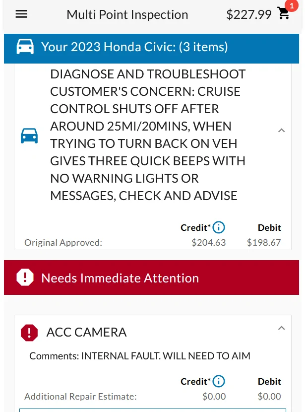 11th Gen Honda Civic Active Cruise Control Unexpectedly Shuts Off Keeler-ACCcamera