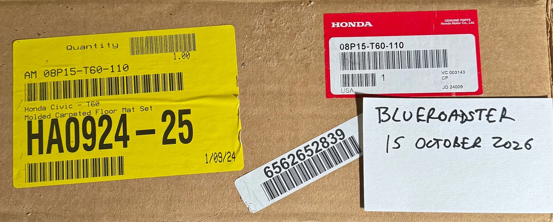 11th Gen Honda Civic SOLD: Brand New Type R High-wall Floor Mat Set IMG_3225