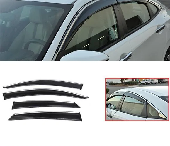 11th Gen Honda Civic 16-17 Civic 10th Gen Sedan - OE Style Window Visor w/Chrome trim - WD-HC164OE-CHR WD-HC164OE-CHR-1