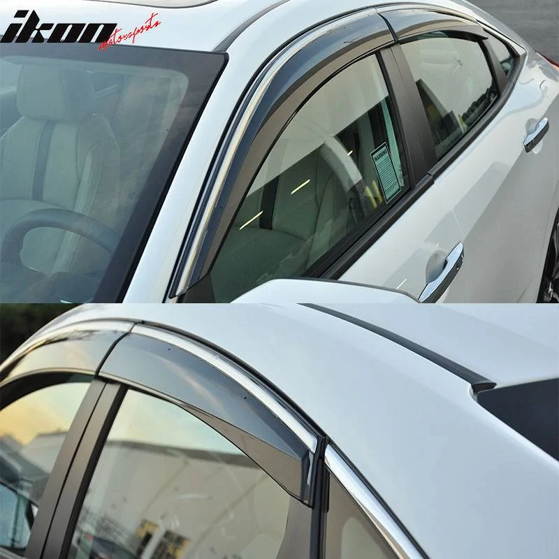 11th Gen Honda Civic 16-17 Civic 10th Gen Sedan - OE Style Window Visor w/Chrome trim - WD-HC164OE-CHR WD-HC164OE-CHR-4