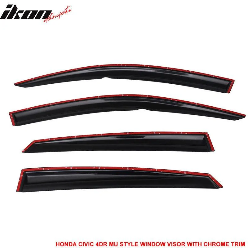 11th Gen Honda Civic 16-17 Civic 10th Gen Sedan - MUGEN Style Window Visor w/Chrome trim - WD-HC164MU-CHR WD-HC164MU-CHR-3