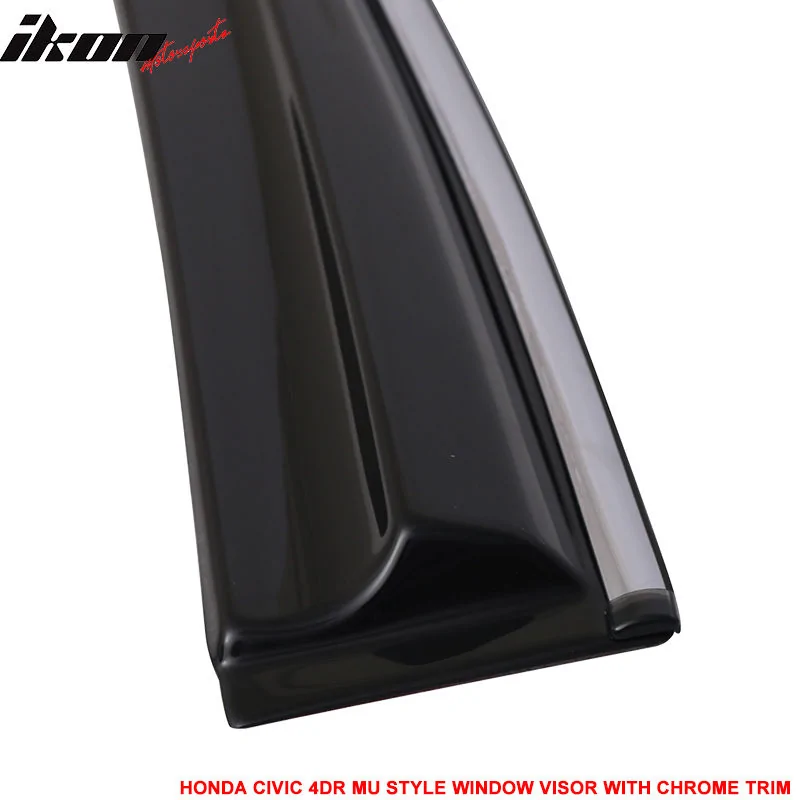 11th Gen Honda Civic 16-17 Civic 10th Gen Sedan - MUGEN Style Window Visor w/Chrome trim - WD-HC164MU-CHR WD-HC164MU-CHR-4