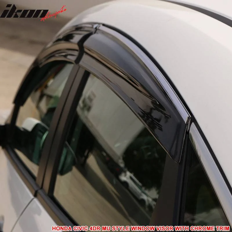 11th Gen Honda Civic 16-17 Civic 10th Gen Sedan - MUGEN Style Window Visor w/Chrome trim - WD-HC164MU-CHR WD-HC164MU-CHR-6