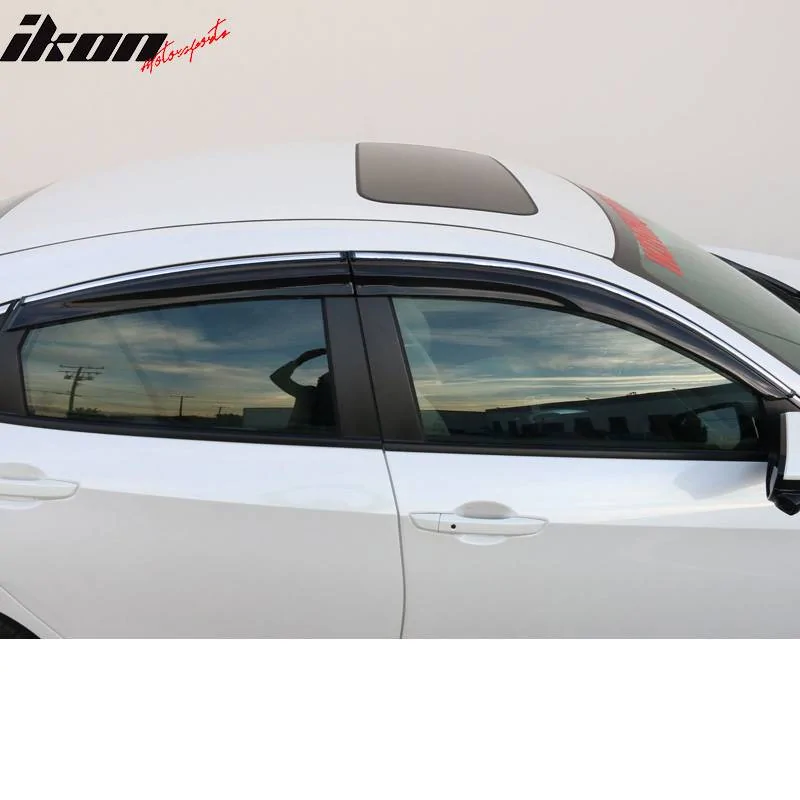 11th Gen Honda Civic 16-17 Civic 10th Gen Sedan - MUGEN V2 Style Window Visor w/Chrome Trim - WD-HC164MU2-CHR WD-HC164MU2-CHR-6