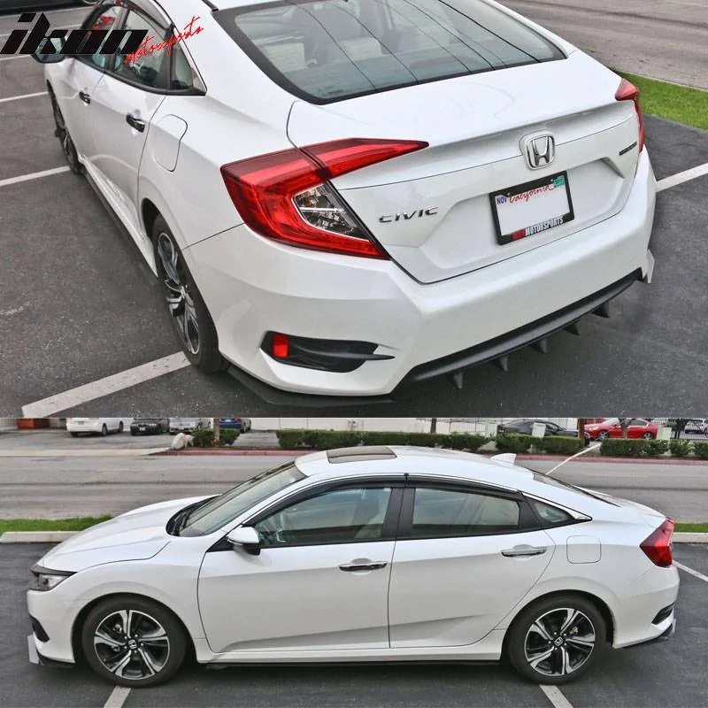 11th Gen Honda Civic 16-17 Civic 10th Gen Sedan - IKON Style Front+Side+Rear Splitters (Aluminium) - UB-A000180 UB-A000180-006