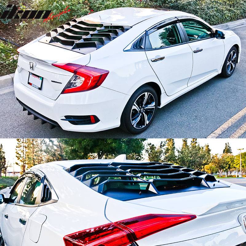 11th Gen Honda Civic 16-17 Civic 10th Gen Sedan - 4D Rear Window Louvers Cover (ABS) - WDLR-HC164 WDLR-HC164-2