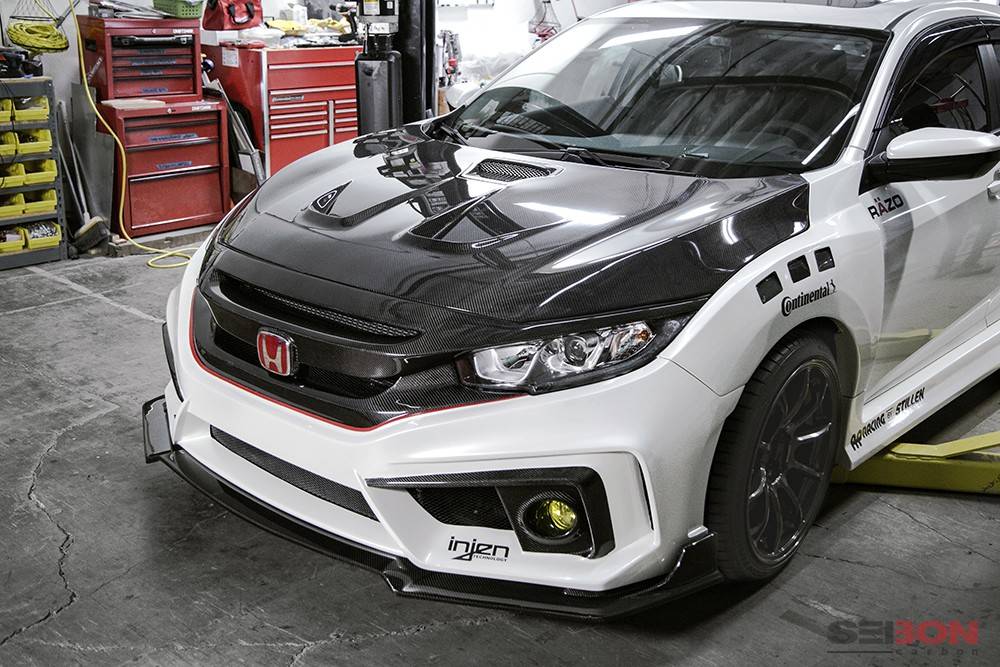 11th Gen Honda Civic New Seibon Carbon Fiber Hood | CF Roof | Roof Fin Spoiler HD16HDCV-MR6