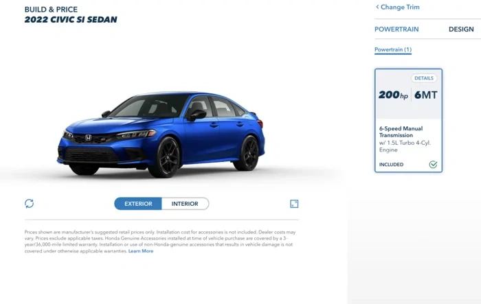 2022 Civic Si Build & Price Configurator Now Live! Post Your Build!