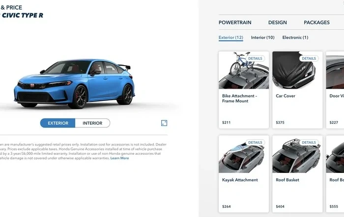 Online Build & Price Configurator is live for 2023 Civic Type R