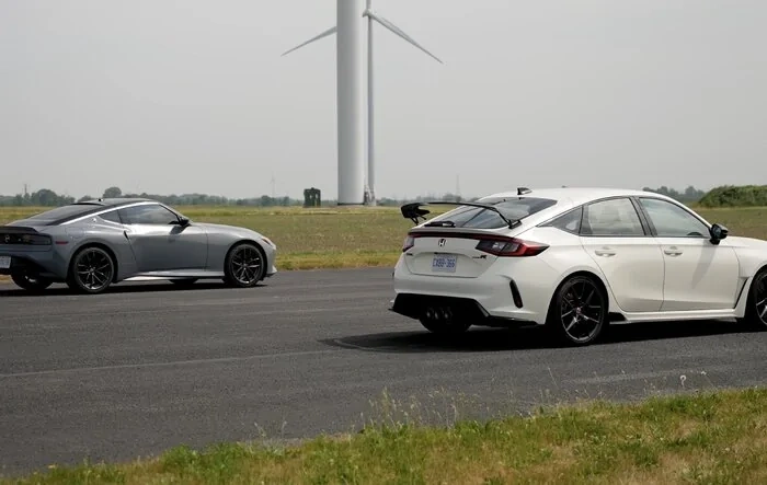 Type R FL5 vs. Nissan Z and Hyundai Elantra N -- drag and roll race